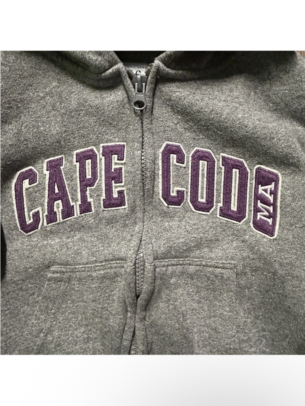 Girls Cuffy’s of Cape Cod Grey Full Zip Hoodie Sweatshirt Purple Size XS (6) - Picture 3 of 4